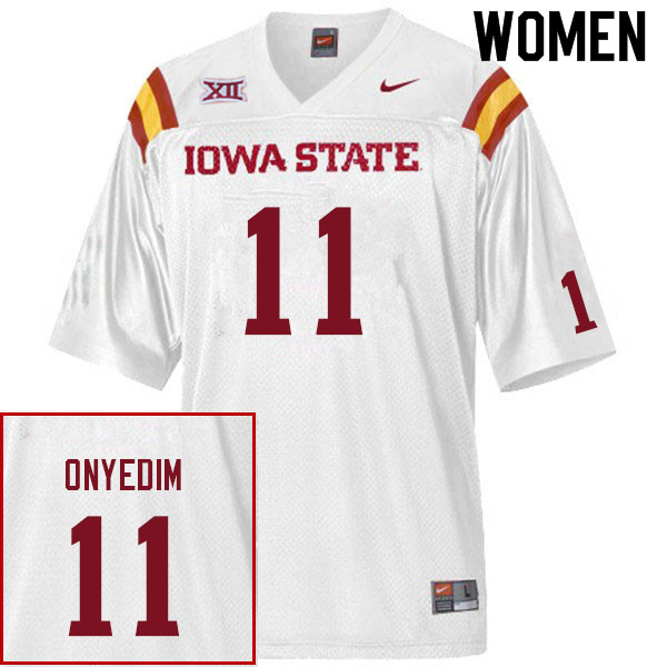 Iowa State Cyclones Women's #11 Tyler Onyedim Nike NCAA Authentic White College Stitched Football Jersey GD42G54QL